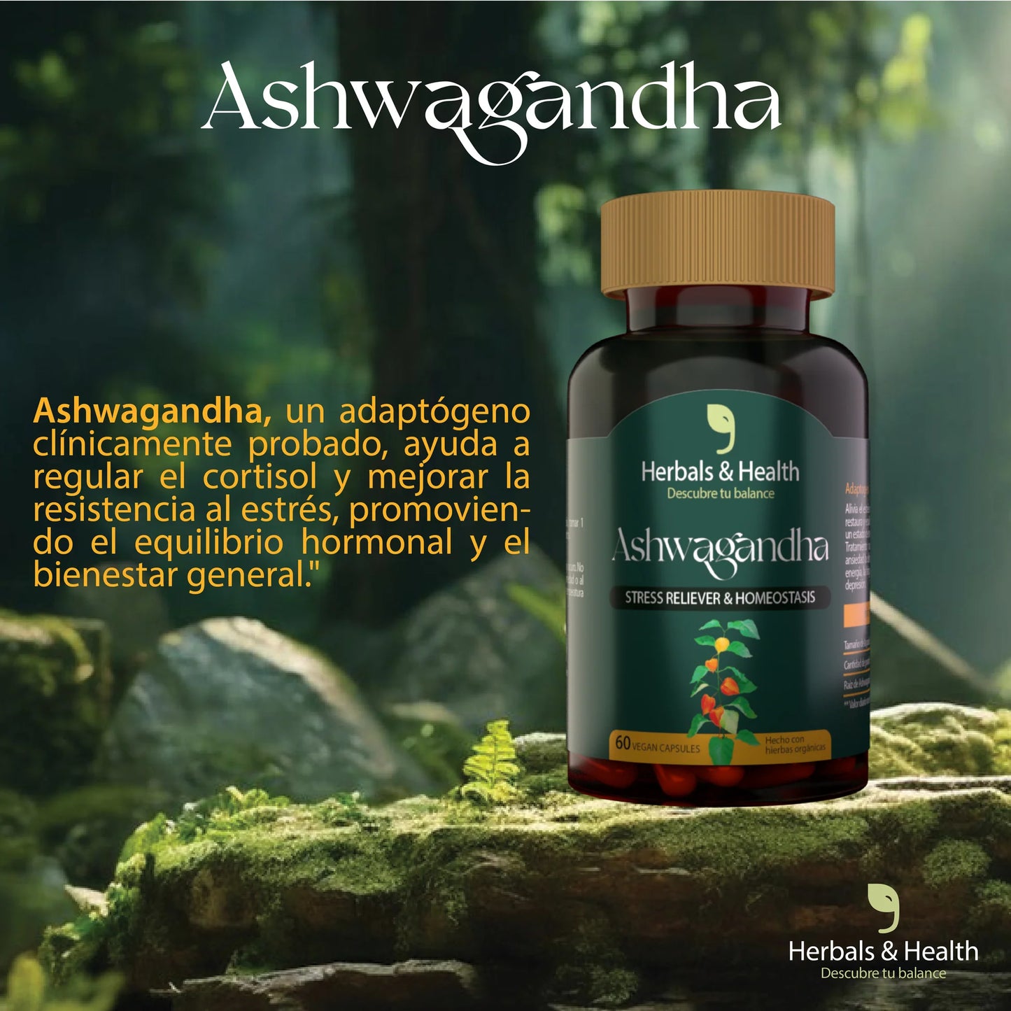 ASHWAGANDHA HERBALS & HEALTH 60 CAP VEGANAS