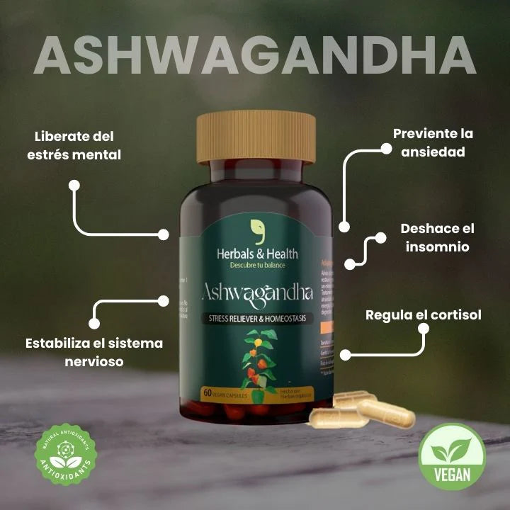 ASHWAGANDHA HERBALS & HEALTH 60 CAP VEGANAS
