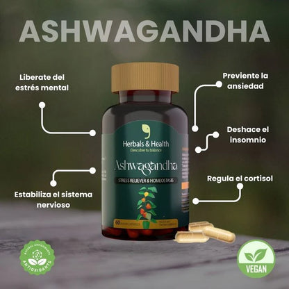 ASHWAGANDHA HERBALS & HEALTH 60 CAP VEGANAS