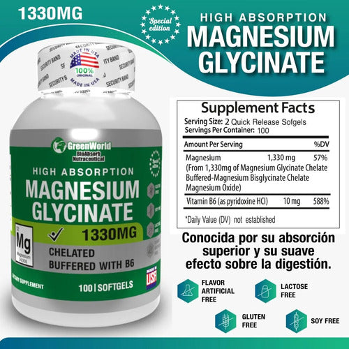 Glicinato De Magnesio X 100 Softgels