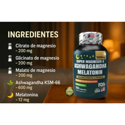 SUPERMAGNESIO Y MELATONIN + ASHWAGANDHA